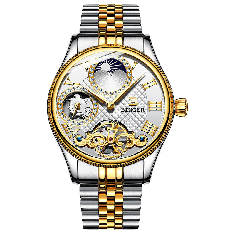 Imperial Skeleton Two - Tone Gold & Silver - Masculine Timepieces Front View