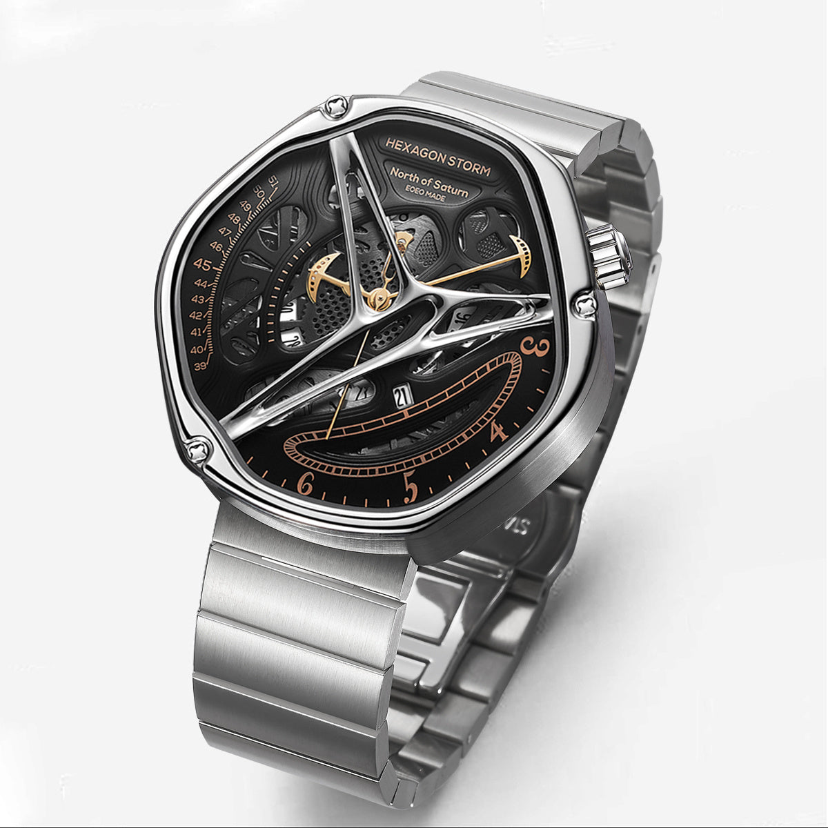 Noir Regalia Alien Ascendancy – Hollowed Steel Automatic Luxury Watch